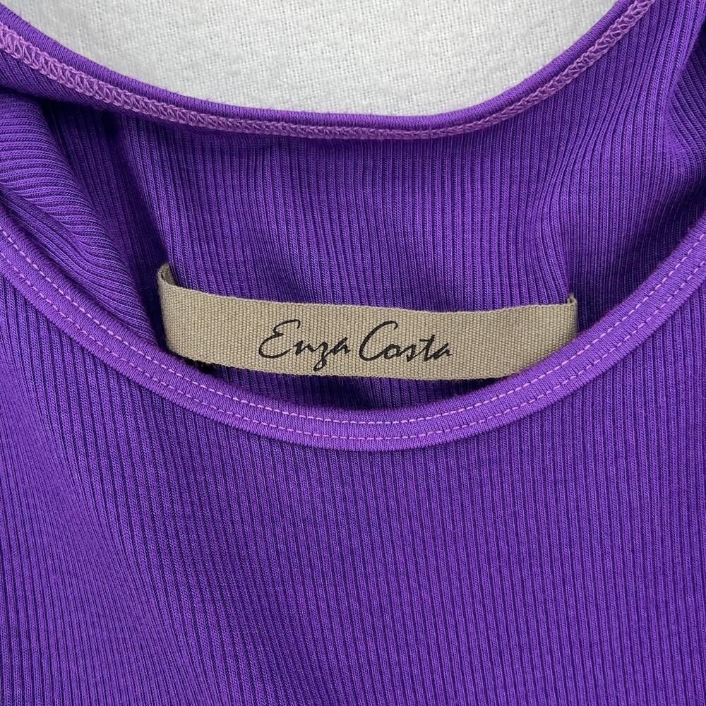 ENZA COSTA Silk Rib Essential Maxi Dress Womens Small Purple Tank Thin Strap NWT - Picture 7 of 13